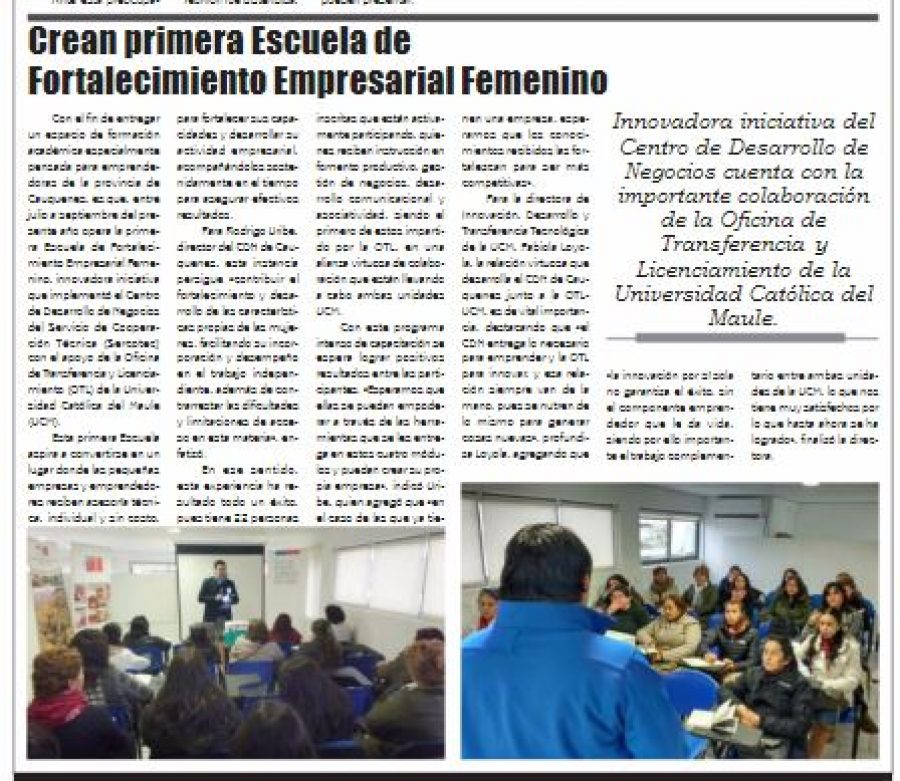 17 de agosto en Diario El Lector: “Crean primer Escuela de Fortalecimiento Empresarial Femenino”