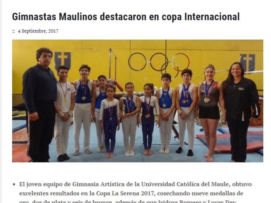 04 de septiembre en Universia: “Gimnastas Maulinos destacaron en copa Internacional”