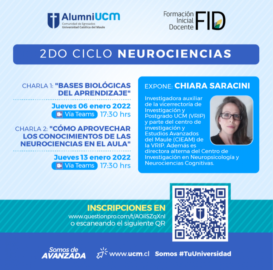 Ciclo de Neurociencias en la UCM abordará las bases biológicas del aprendizaje y entregará “tips” para el aula