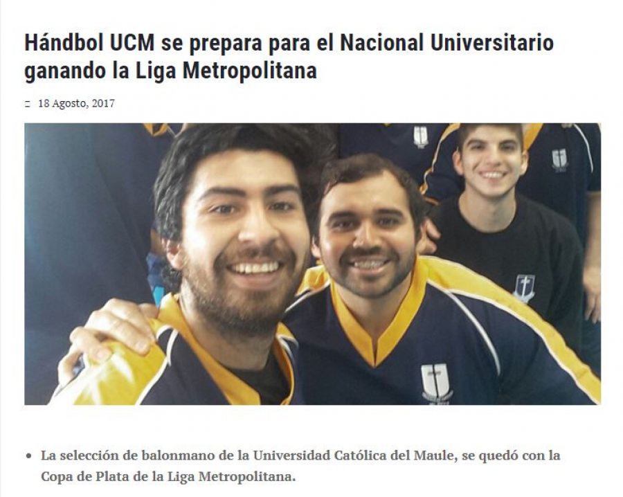 18 de agosto en Universia: “Hándbol UCM se prepara para el Nacional Universitario ganando la Liga Metropolitana”