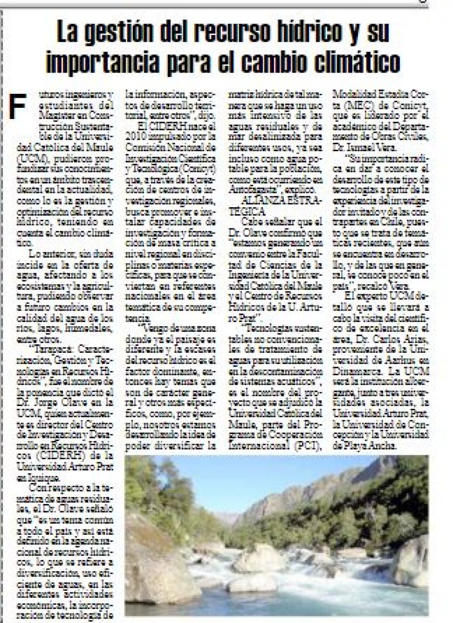05 de enero en Diario El Heraldo: “”La gestión del recurso hídrico y su importancia en el cambio climático”