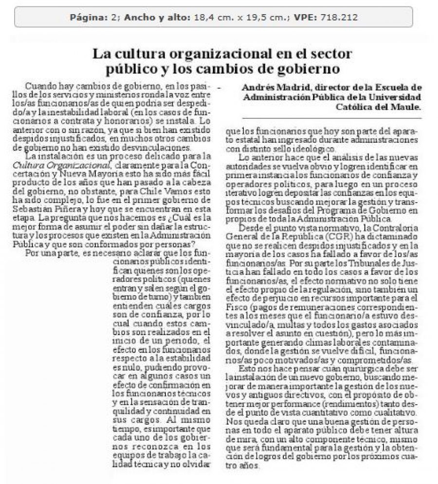 10 de abril en Diario El Heraldo: “La cultura organizacional en el sector público y los cambios de gobierno”