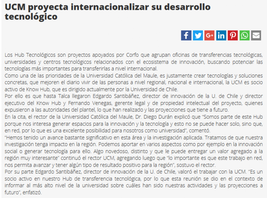 10 de julio en Diario El Heraldo: “UCM proyecta internacionalizar su desarrollo tecnológico”