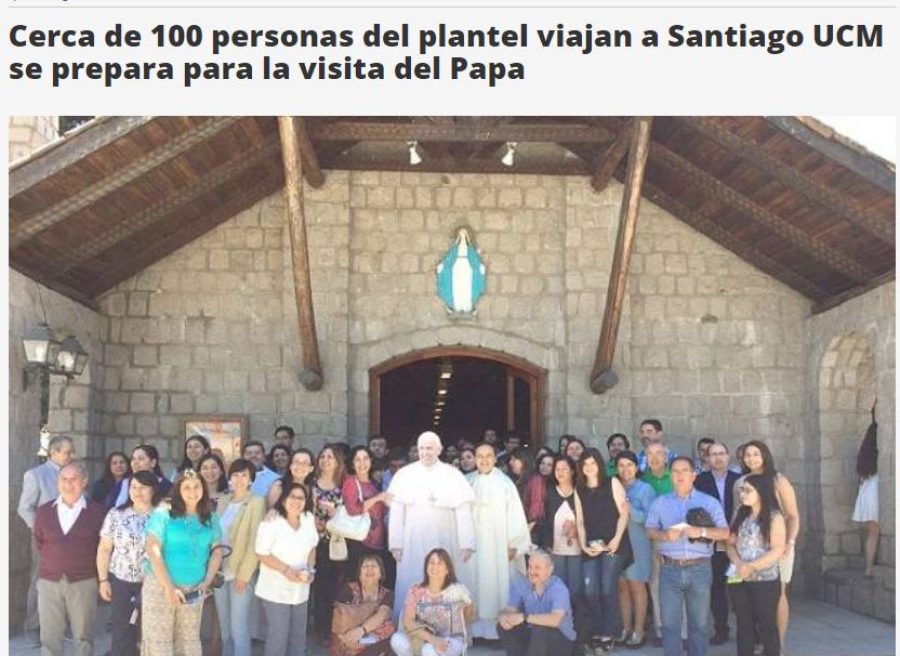 12 de enero en Diario El Heraldo: “Cerca de 100 personas del plantel viajan a Santiago UCM se prepara para la visita del Papa”
