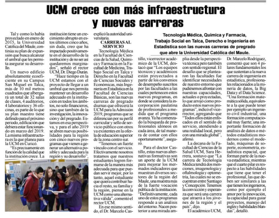 22 de agosto en Diario El Heraldo: “UCM crece con más infraestructura y nuevas carreras”