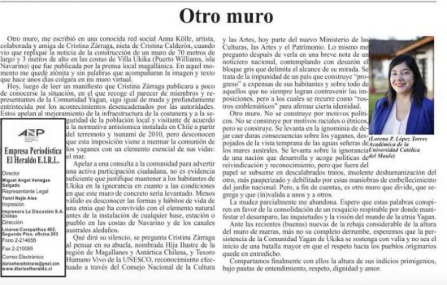 27 de marzo en Diario El Heraldo: “Otro Muro”