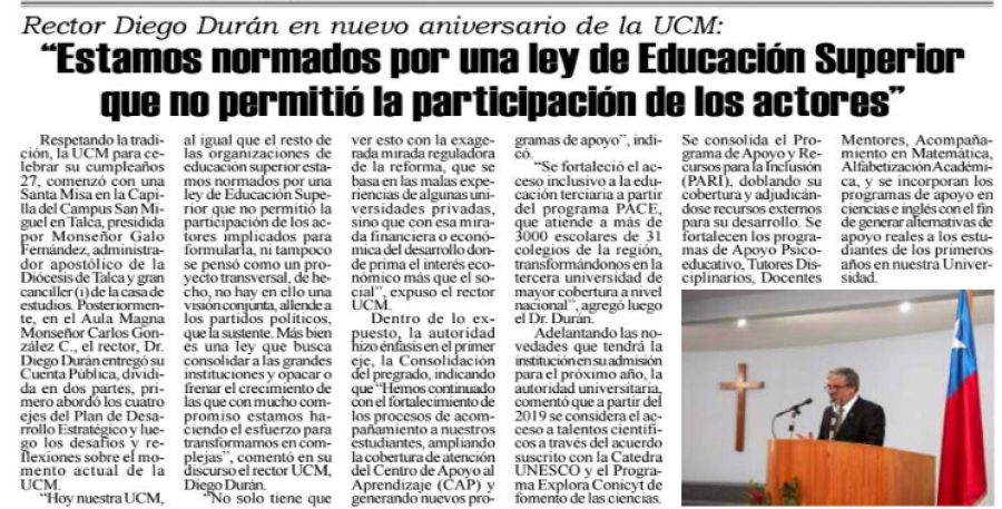 30 de agosto en Diario El Heraldo: “Estamos normados por una ley de Educación Superior que no permitió la participación de los actores”