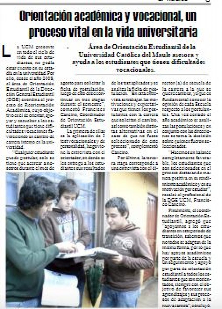 09 de enero en Diario El Heraldo: “Orientación académica y vocacional, un proceso vital en la vida universitaria”