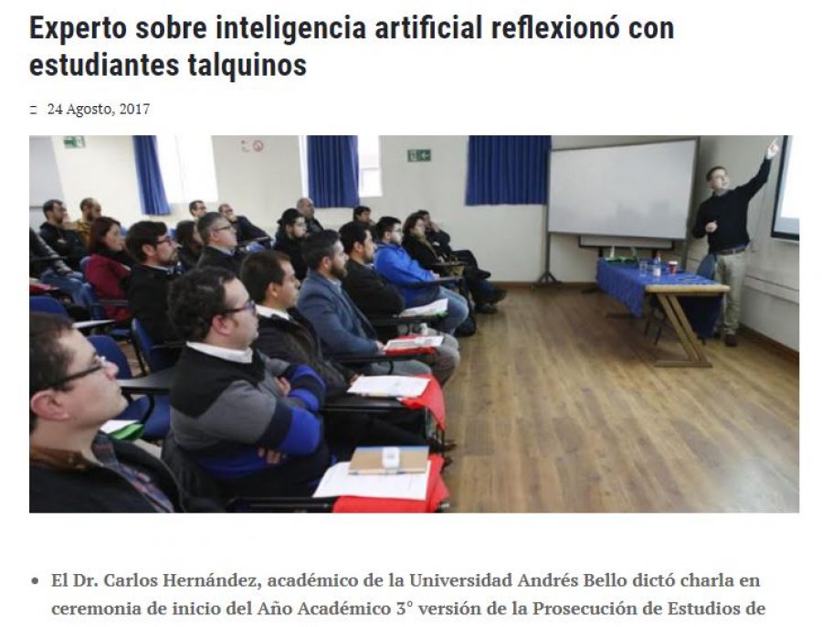 24 de agosto en Universia: “Experto sobre inteligencia artificial reflexionó con estudiantes talquinos”