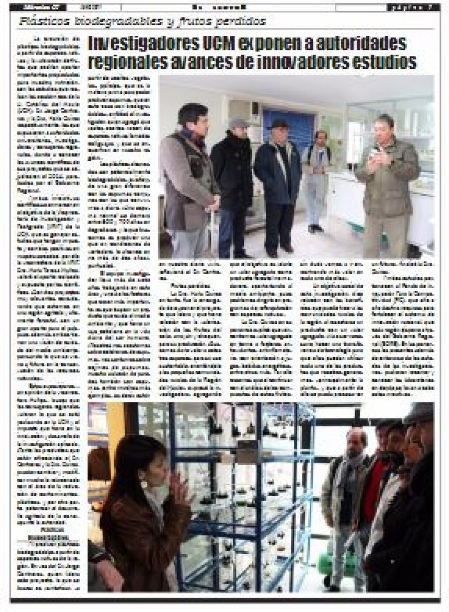 07 de junio en Diario El Lector: “Investigadores UCM exponen a autoridades regionales avances de innovadores estudios”
