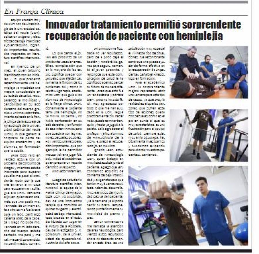 05 de agosto en Diario El Lector: “Innovador tratamiento permitió sorprendente recuperación de paciente con hemiplejia”