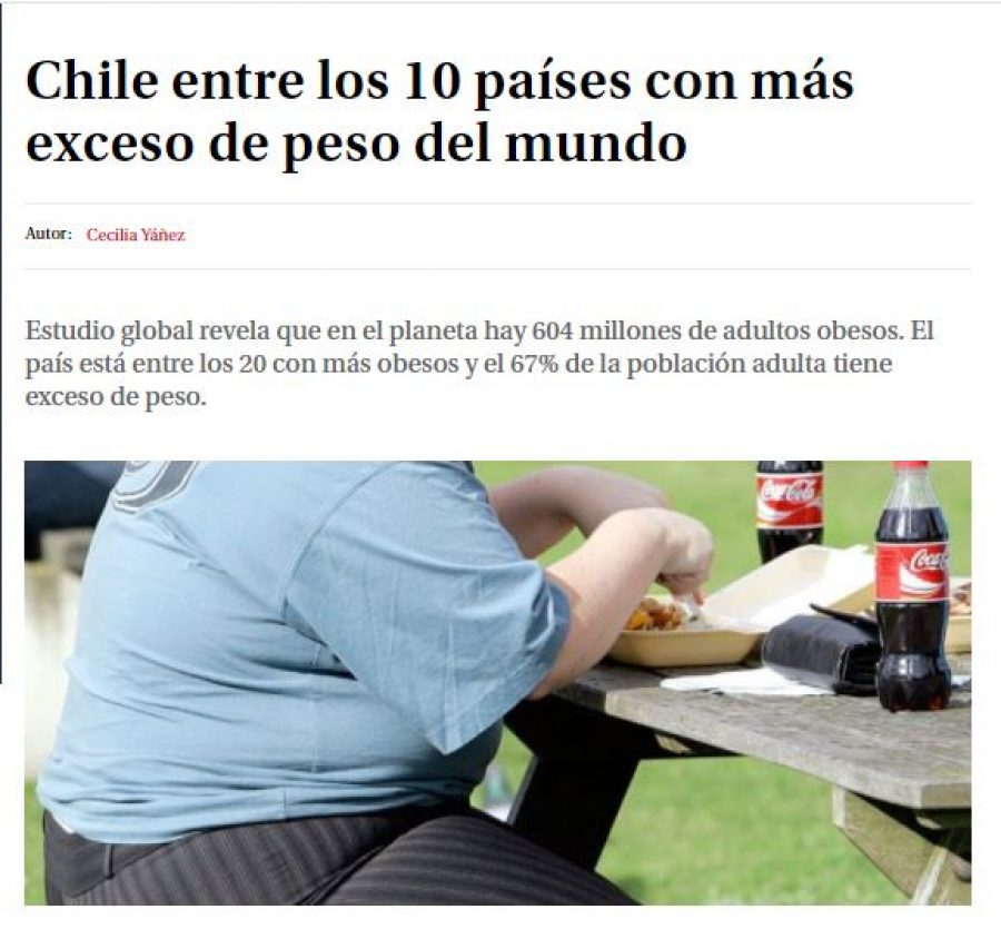12 de junio en La Tercera: “Chile entre los 10 países con más exceso de peso del mundo”