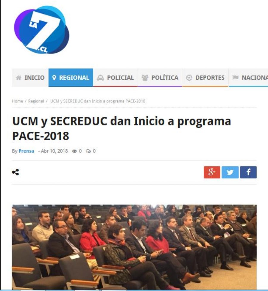 10 de abril en La 7: “UCM y SECREDUC dan Inicio a programa PACE-2018”