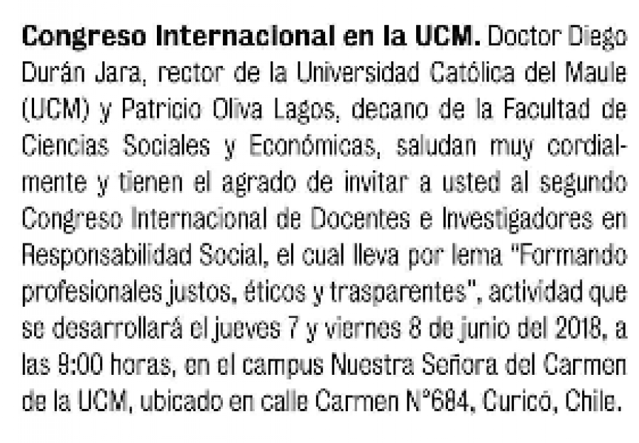02 de junio en Diario La Prensa: “Congreso Internacional en la UCM”