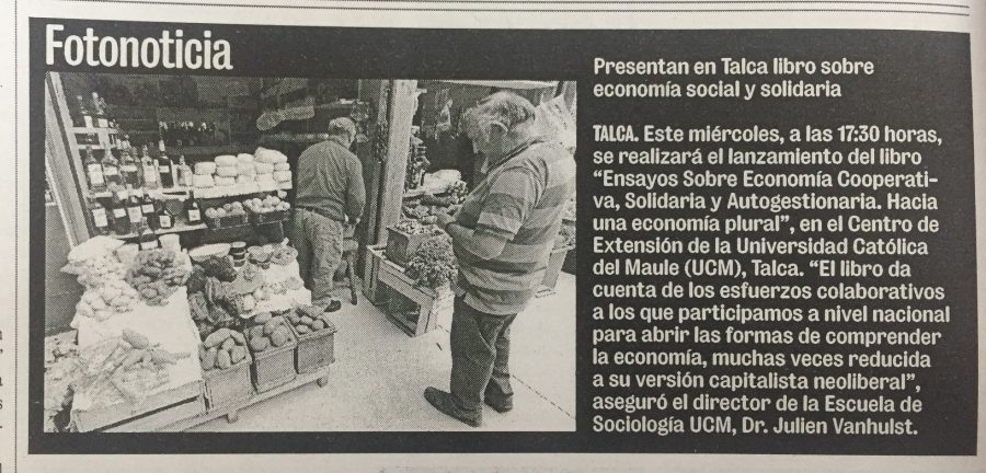 03 de octubre en Diario La Prensa: “Presentan en Talca libro sobre economía social y solidaria”