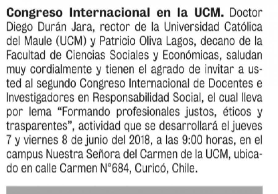 05 de junio en Diario La Prensa: “Congreso Internacional en la UCM”