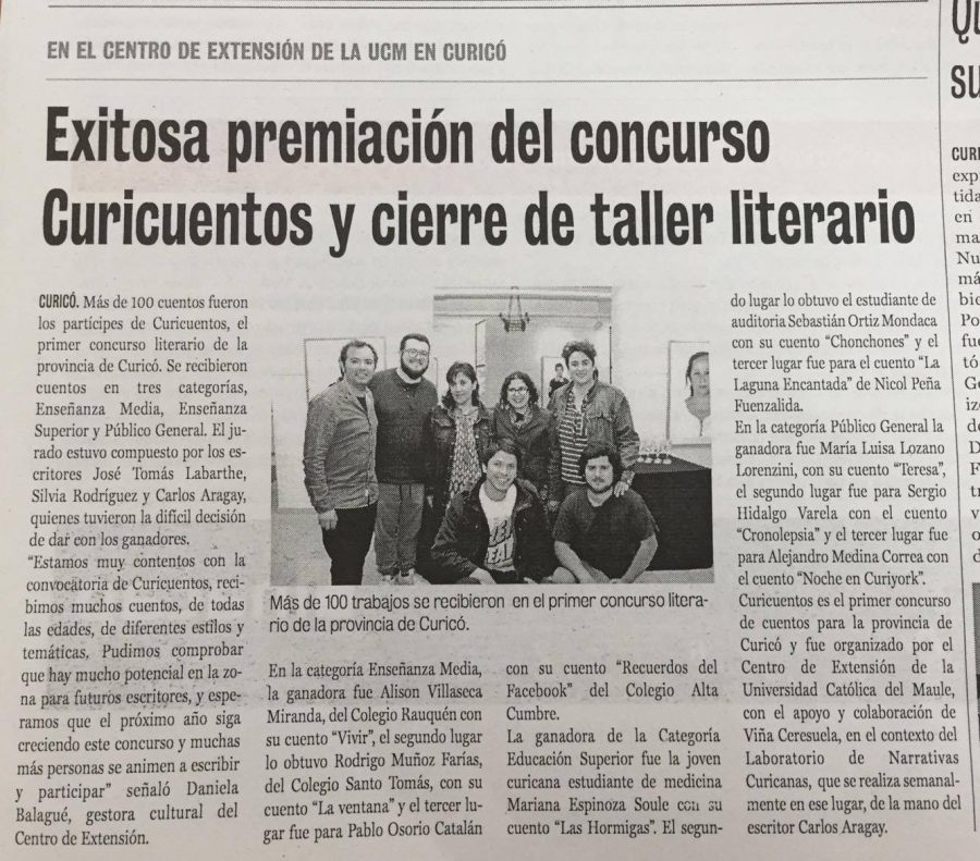 08 de noviembre en Diario La Prensa: “Exitosa premiación del concurso Curicuentos y cierre de taller literario”