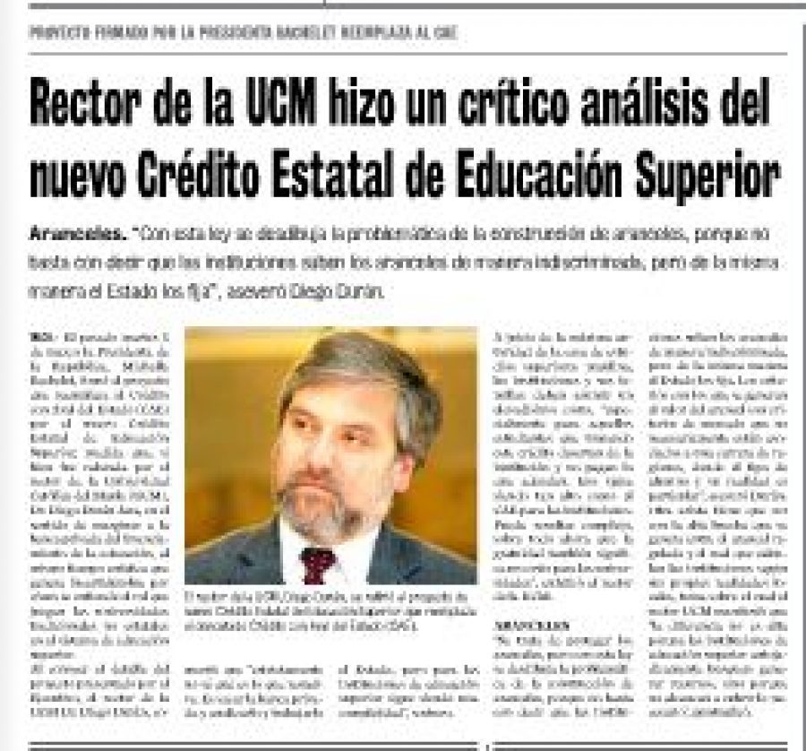 10 de marzo en Diario La Prensa: “Rector de la UCM hizo un crítico análisis del nuevo Crédito Estatal de Educación Superior”