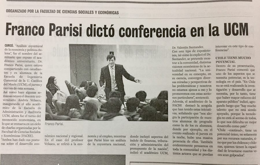 10 de junio en Diario La Prensa: “Franco Parisi dictó conferencia en la UCM”