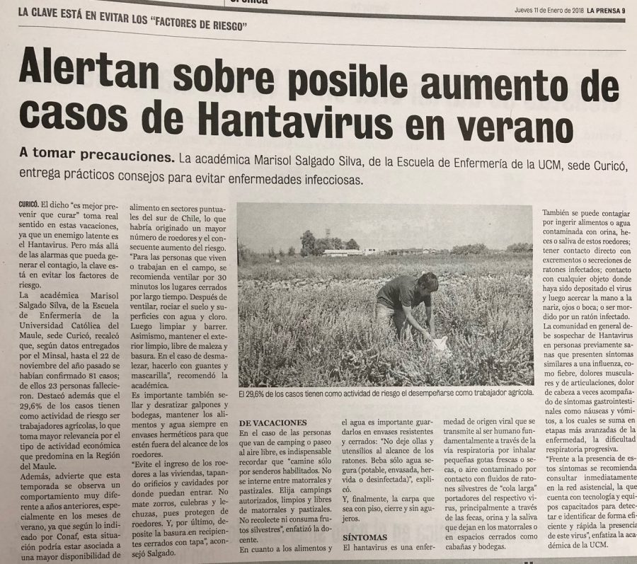 11 de enero en Diario La Prensa: “Alertan sobre posible aumento de casos de Hantavirus en verano”
