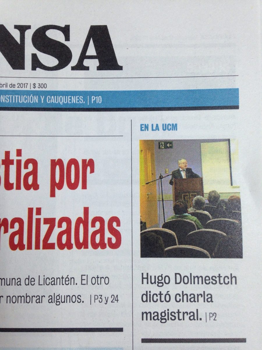 12 de abril en Diario La Prensa: “Hugo Dolmestch dictó charla magistral”