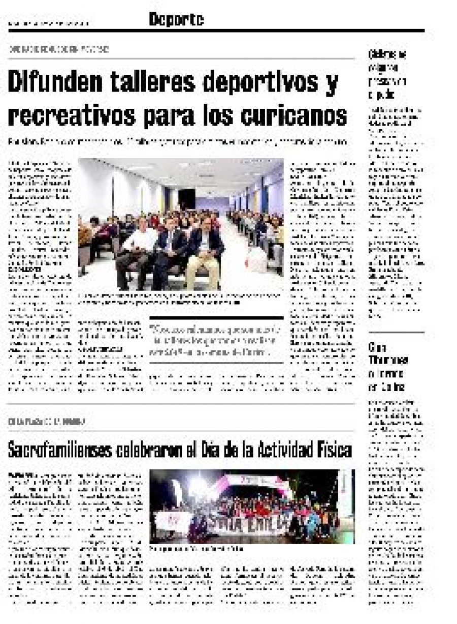 12 de abril en Diario La Prensa: “Difunden talleres deportivos y recreativos para los curicanos”