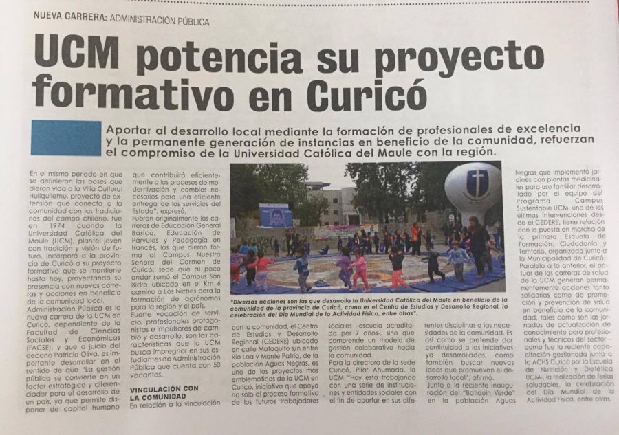 13 de noviembre en Diario La Prensa: “UCM potencia su proyecto formativo en Curicó”