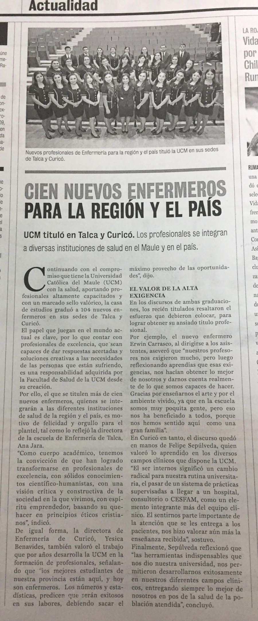 15 de junio en Diario La Prensa: “Cien nuevos enfermeros para la región y el país”