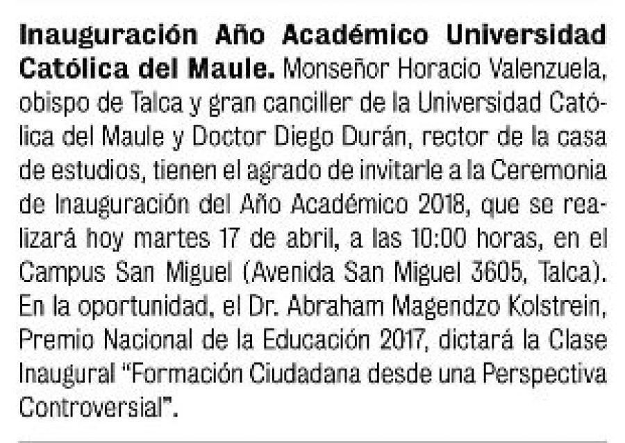 17 de abril en Diario La Prensa: “Inauguración Año Académico UCM”