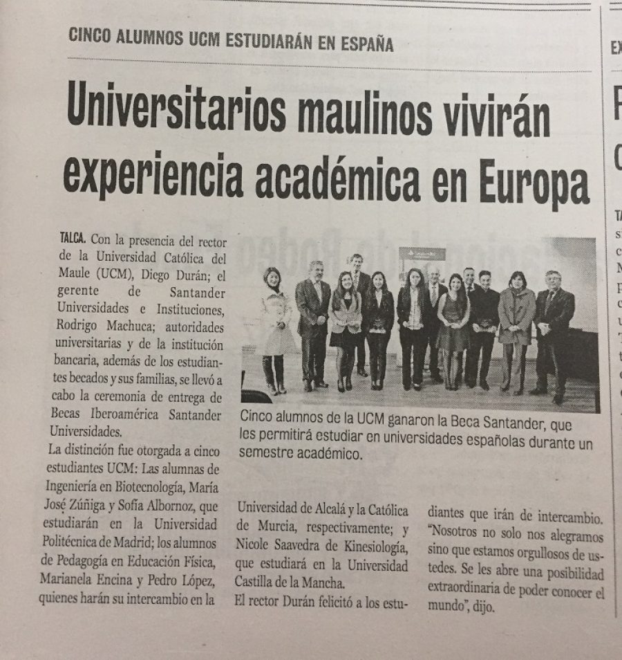 17 de julio en Diario La Prensa: “Universitarios maulinos vivirán experiencia académica en Europa”