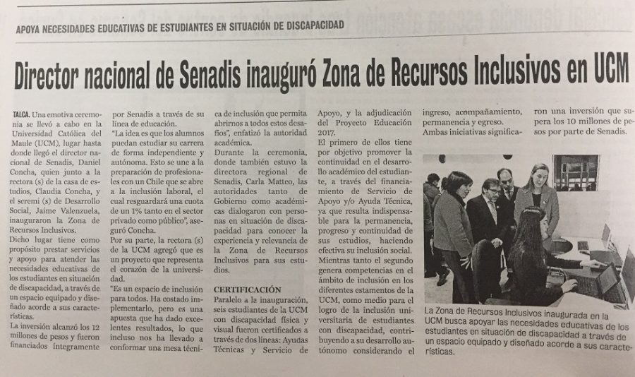 17 de julio en Diario La Prensa: “Director nacional de Senadis inauguró Zona de Recursos Inclusivos en UCM”