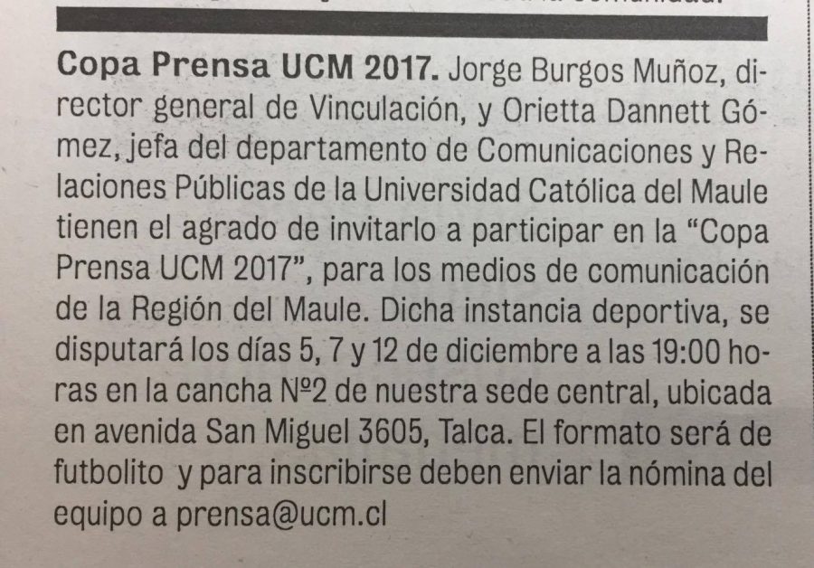 17 de noviembre en Diario La Prensa: “Copa Prensa UCM 2017”