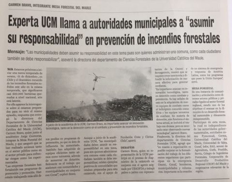 19 de noviembre en Diario La Prensa: “Experta UCM llama a autoridades municipales a “asumir responsabilidad” en prevención de incendios forestales”