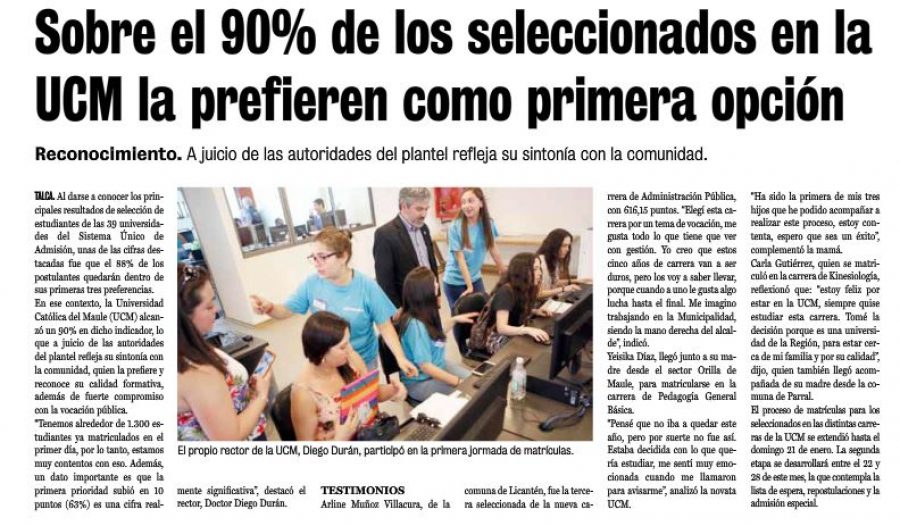 20 de enero en Diario La Prensa: “Sobre el 90% de los seleccionados en la UCM la prefieren entre sus primeras opciones”