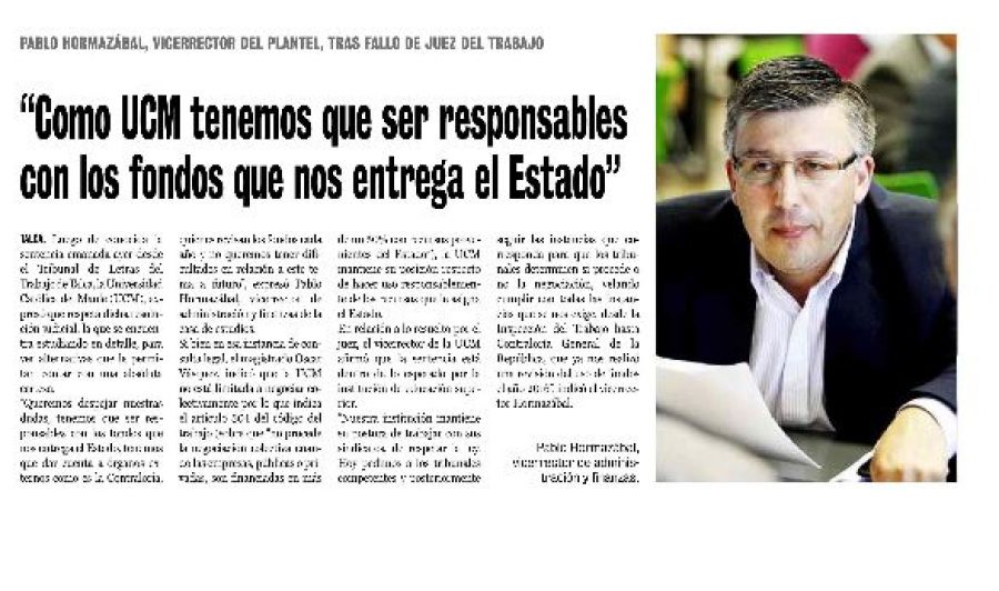 20 de marzo en Diario La Prensa: “Como UCM tenemos que ser responsables con los fondos que nos entrega el Estado”
