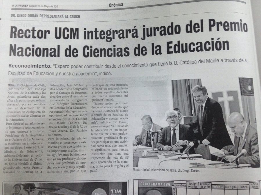 20 de mayo en Diario La Prensa: “Rector UCM integrará jurado del Premio Nacional de Ciencias de la Educación”