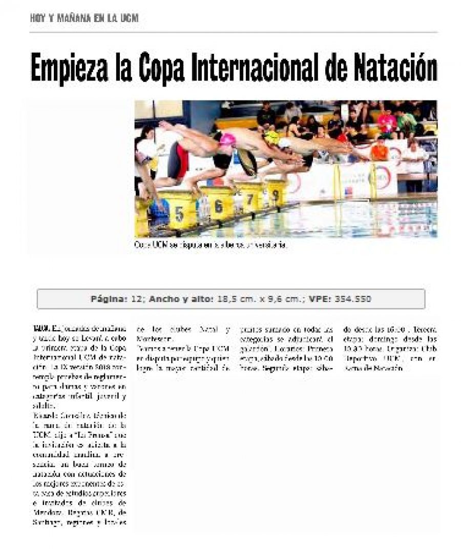 21 de abril en Diario La Prensa: “Empieza la Copa Internacional de Natación”