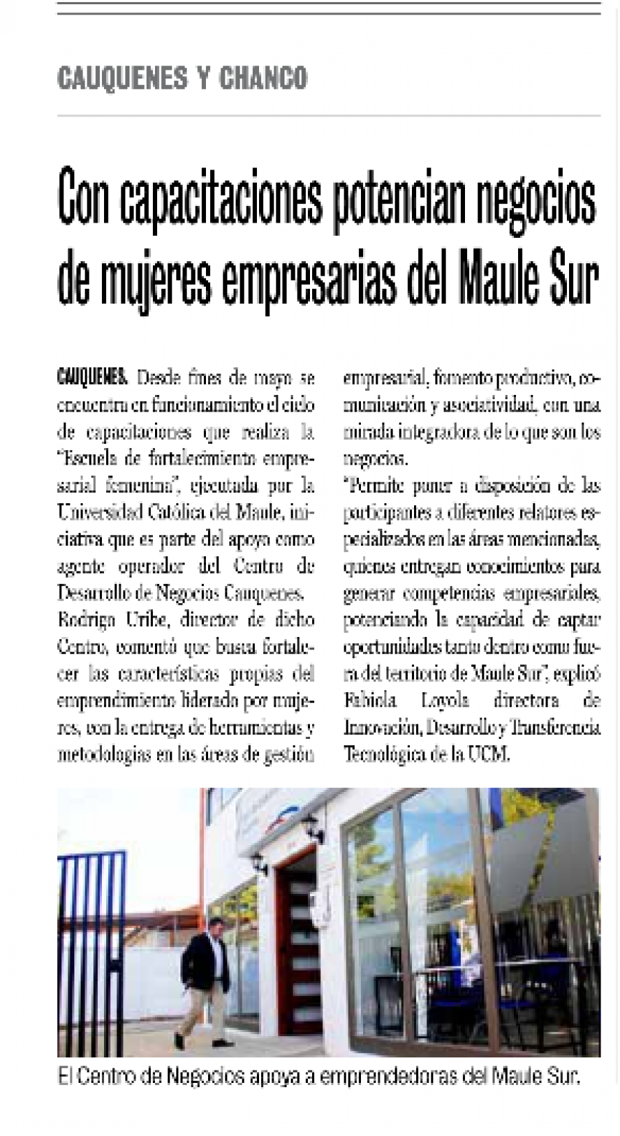 23 de junio en Diario La Prensa: “Con capacitaciones potencian negocios de mujeres empresarias del Maule Sur”