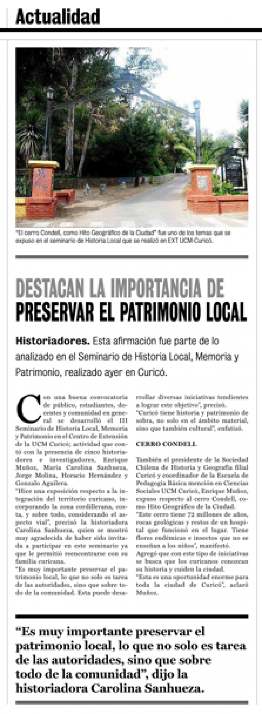 23 de junio en Diario La Prensa: “Destacan la importancia de preservar el patrimonio local”