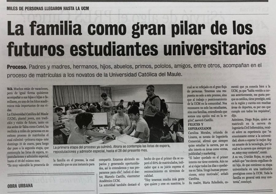 23 de enero en Diario La Prensa: “La familia como gran pilar de los futuros estudiantes universitarios”