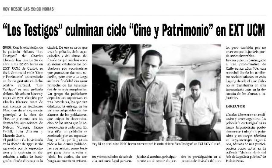 24 de abril en Diario La Prensa: “Los Testigos culminan ciclo “Cine y Patrimonio” en EXT UCM”