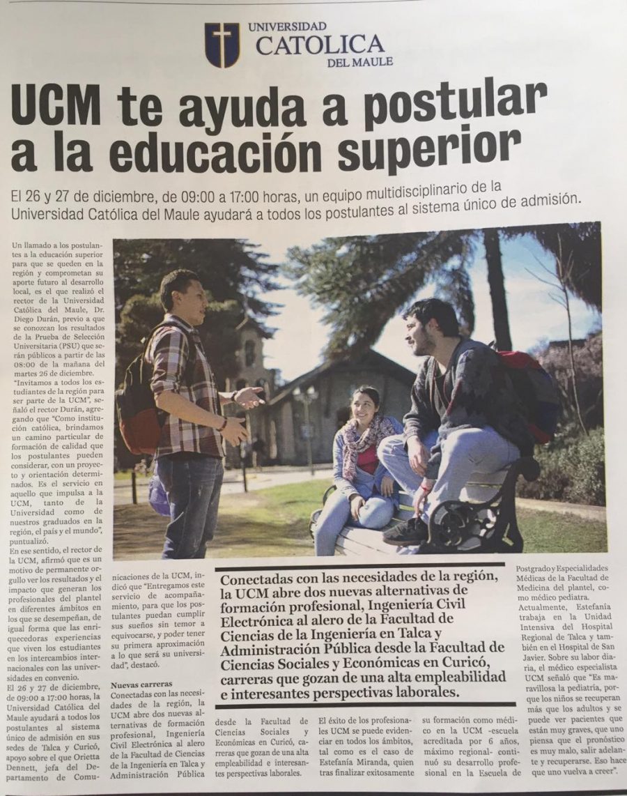 24 de diciembre en Diario La Prensa: “UCM te ayuda a postular a la educación superior”