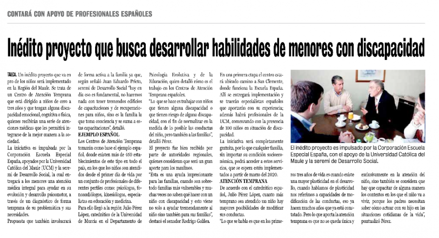 25 de junio en Diario La Prensa: “Inédito proyecto que busca desarrollar habilidades de menores con discapacidad”