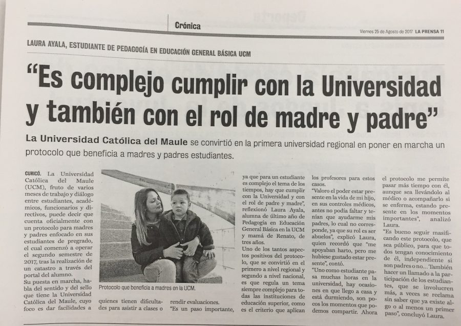 25 de agosto en Diario La Prensa: “Es complejo cumplir con la Universidad y también con el rol de madre y padre”