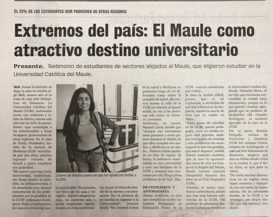 25 de enero en Diario La Prensa: “Extremos del país: El Maule como atractivo destino universitario”