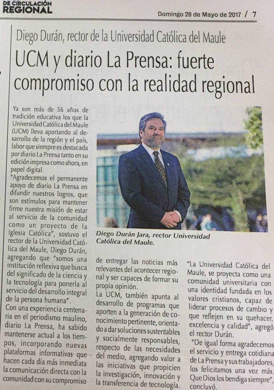 28 de mayo en Diario La Prensa: “UCM y diario La Prensa: “fuerte compromiso con la realidad regional”