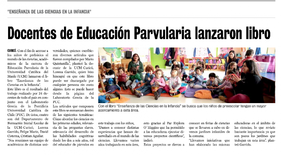 28 de junio en Diario La Prensa: “Docentes de Educación Parvularia lanzaron libro”