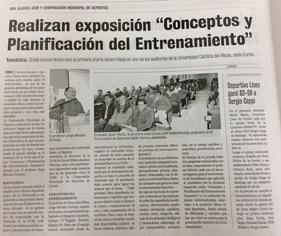 29 de mayo en Diario La Prensa: “Realizan exposición “Conceptos y Planificación del Entrenamiento”