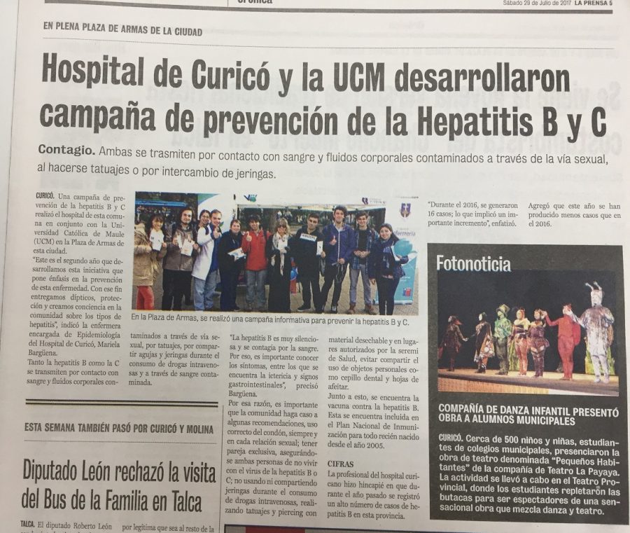 29 de julio en Diario La Prensa: “Hospital de Curicó y la UCM desarrollaron campaña de prevención de la Hepatitis B y C”