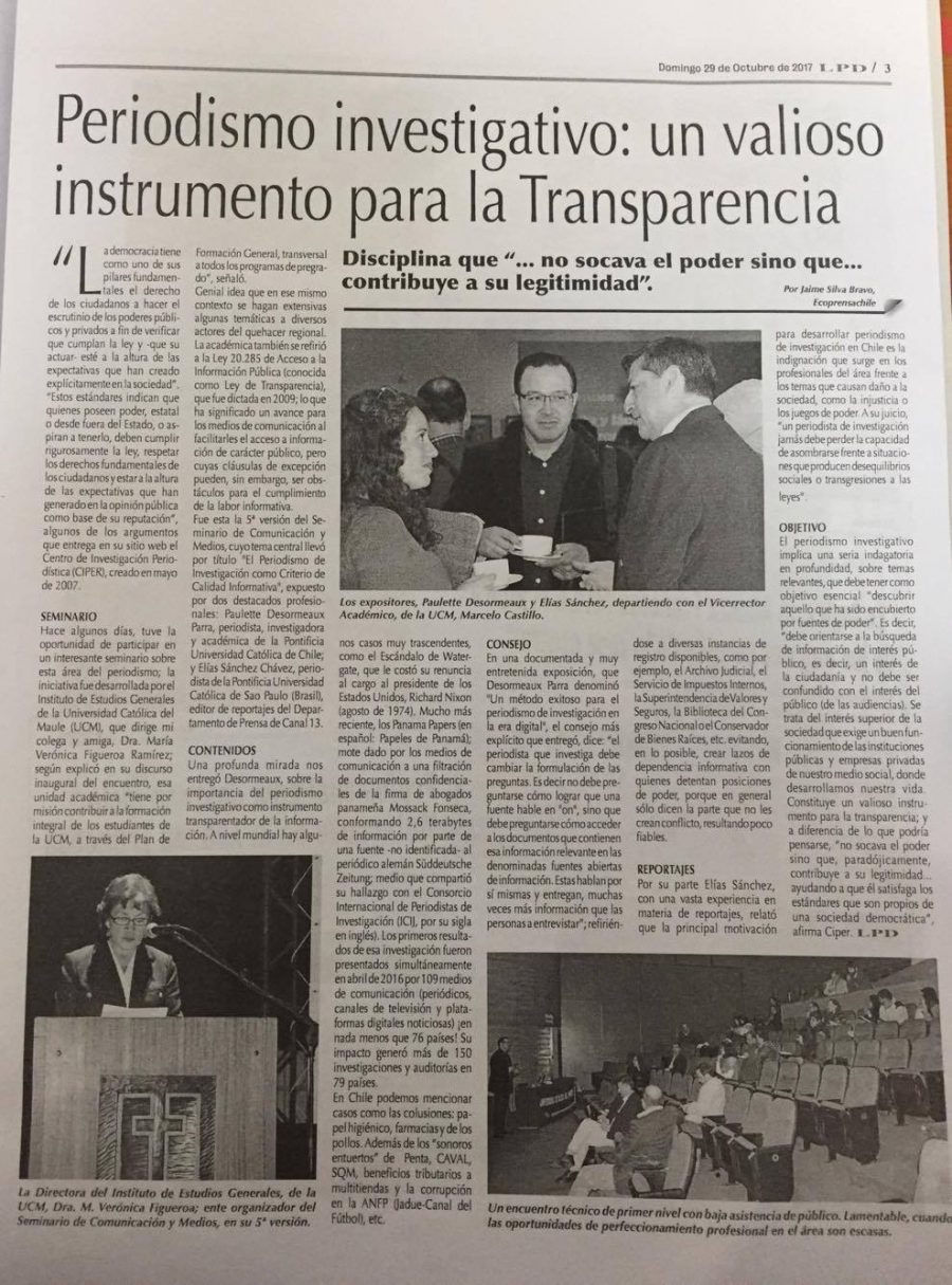 29 de octubre en Diario La Prensa: “Periodismo investigativo: un valioso instrumento para la transparencia”